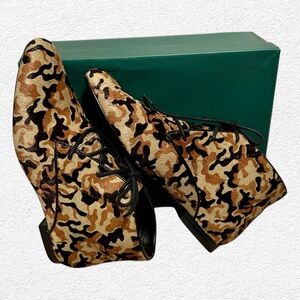 LOGO by Lori Goldstein Camouflage Lace-Up Ankle Designer Boots NEW